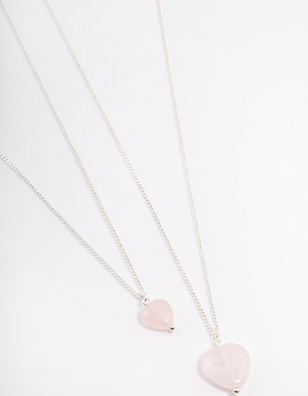 Silver Plated Rose Quartz Heart Necklace Pack