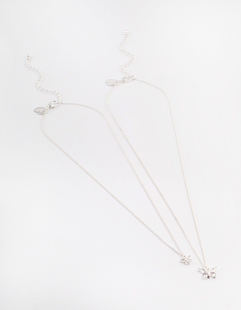 Silver Plated Cubic Zirconia Link Butterfly Necklace Pack