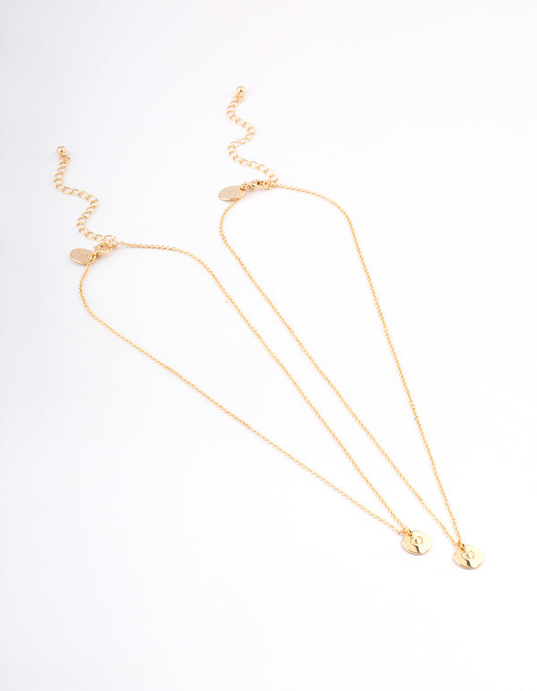 Gold Plated Heart Disc Necklace Pack
