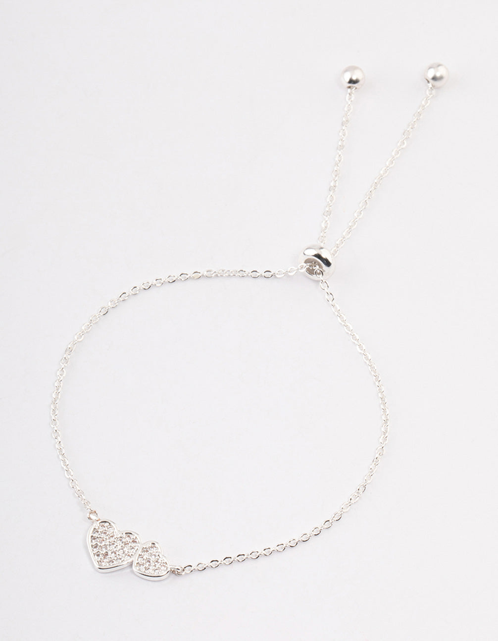 Silver Plated Double Hearts Toggle Bracelet
