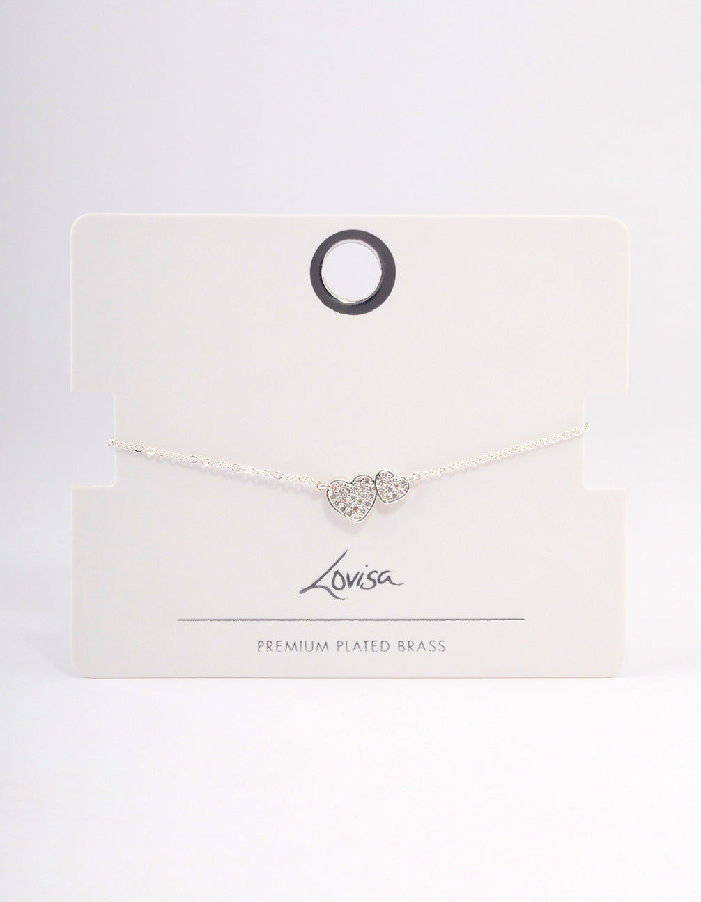 Silver Plated Double Hearts Toggle Bracelet