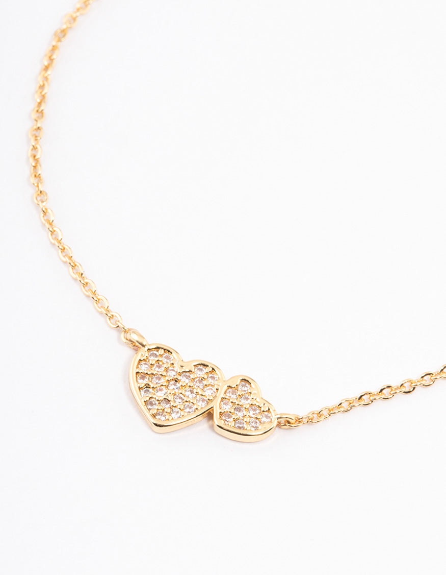 Gold Plated Double Hearts Toggle Bracelet