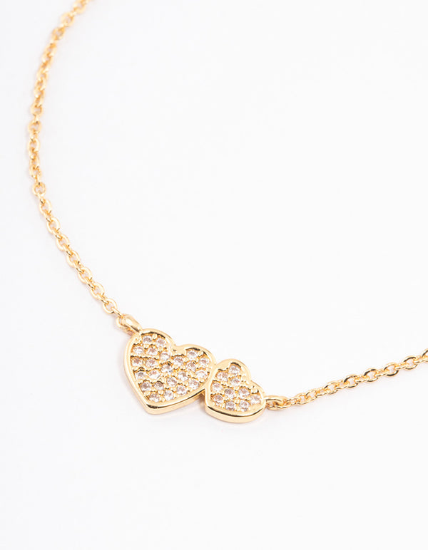 Gold Plated Double Hearts Toggle Bracelet