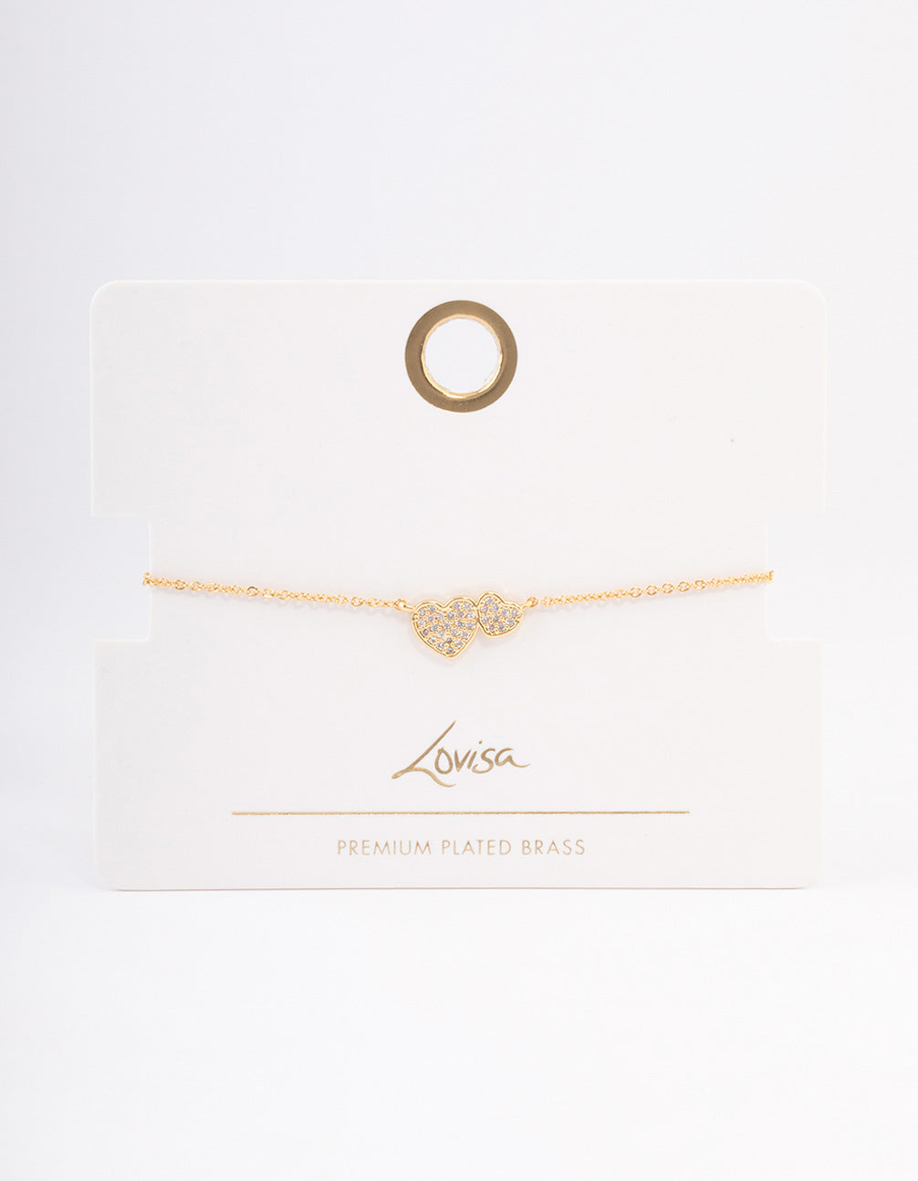 Gold Plated Double Hearts Toggle Bracelet