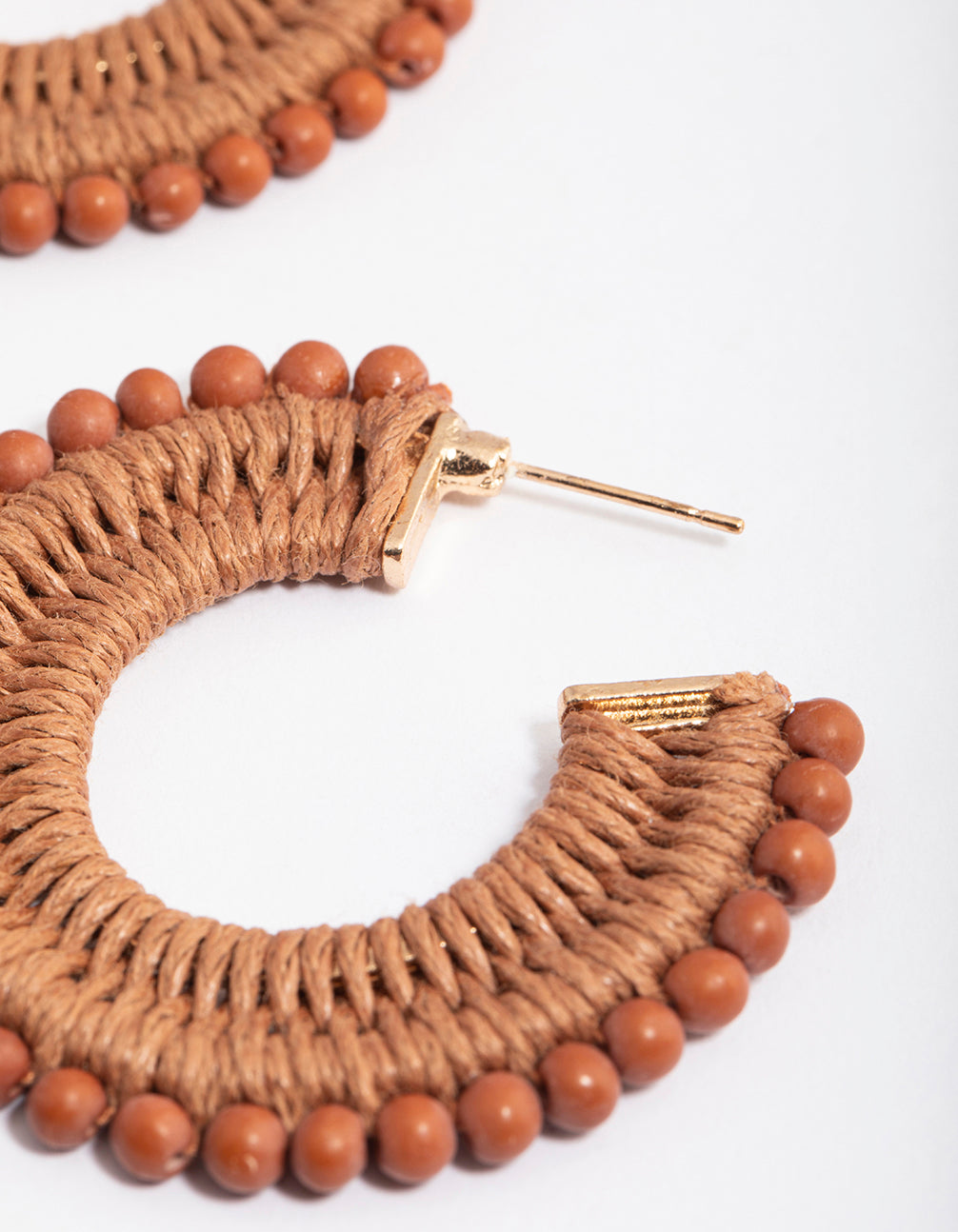Gold Beaded Edge Hoop Earrings