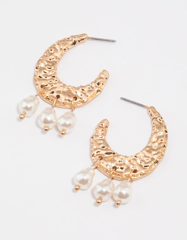 Gold Molten Flat Hoop Earrings