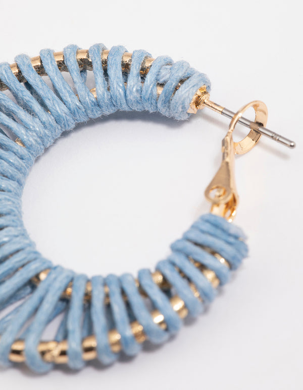 Gold Wrapped Threaded Hoop Earrings