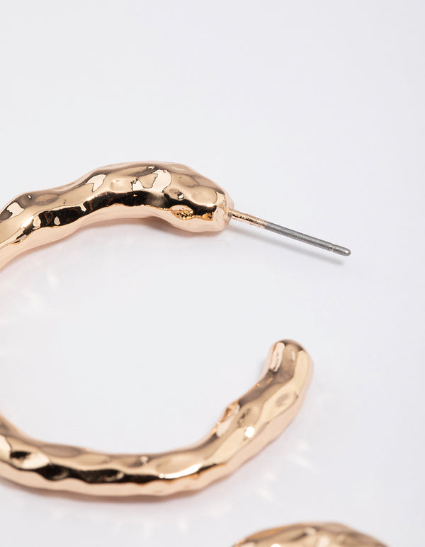 Gold Molten Hoop Earrings