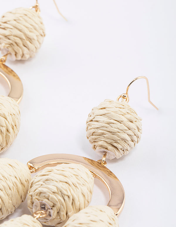 Gold Raffia Chandelier Earrings