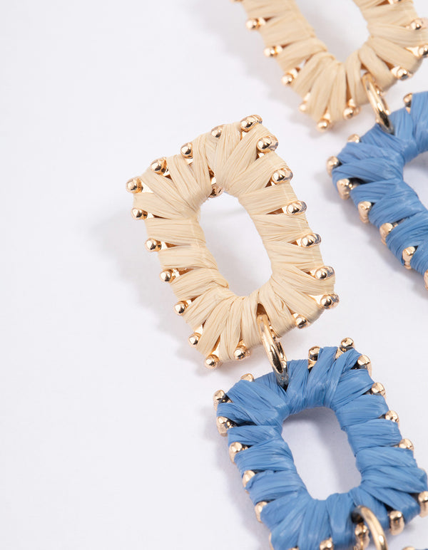 Gold Rectangle Drop Earrings