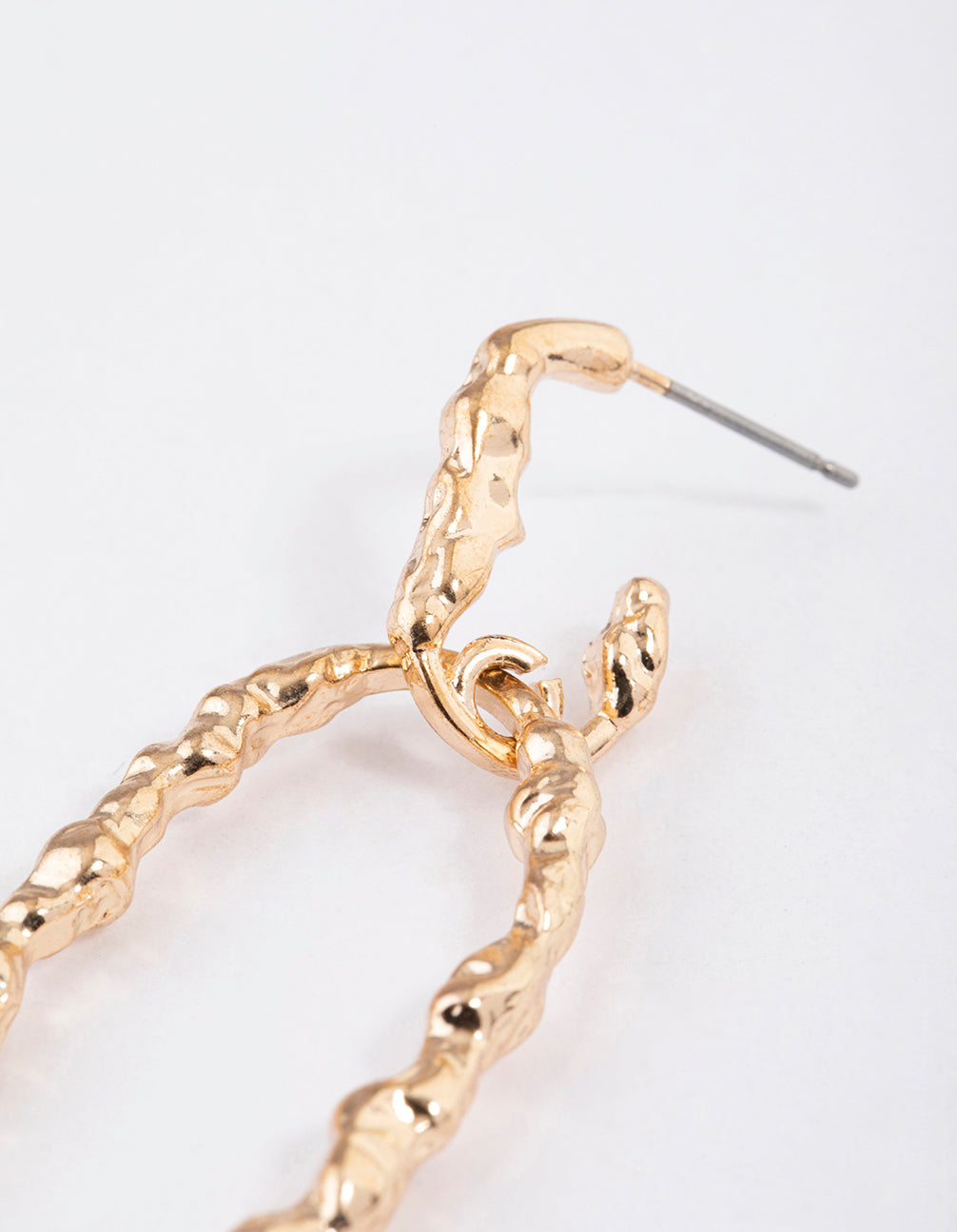 Gold Textured Oval Wrapped Earrings