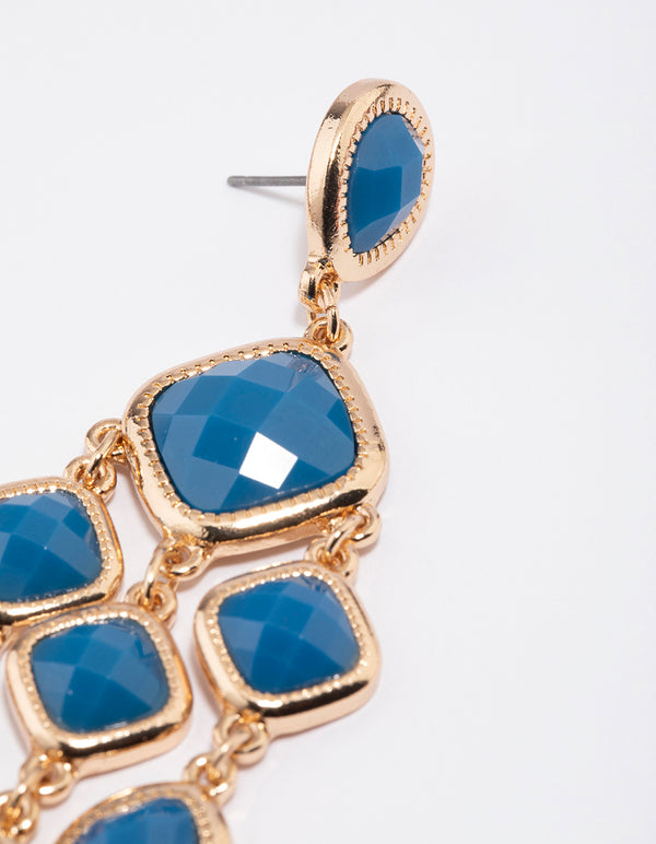 Gold Waterfall Stone Drop Earrings