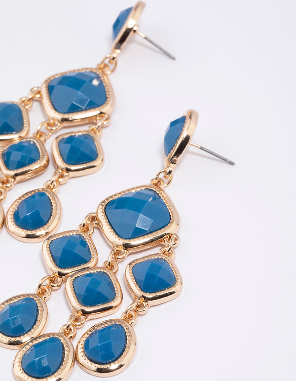 Gold Waterfall Stone Drop Earrings