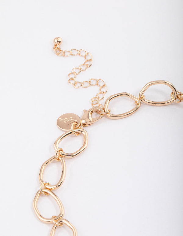Gold Mixed Stone Oval Necklace