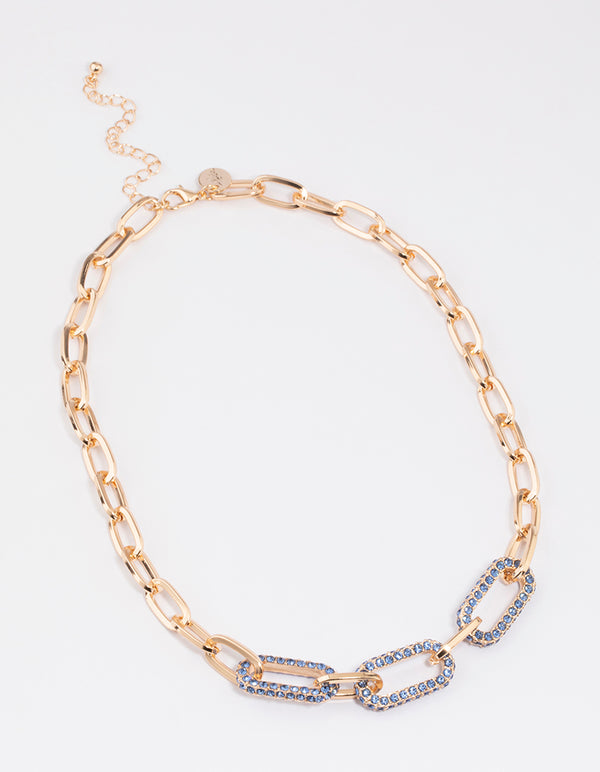 Gold Crystal Link Necklace