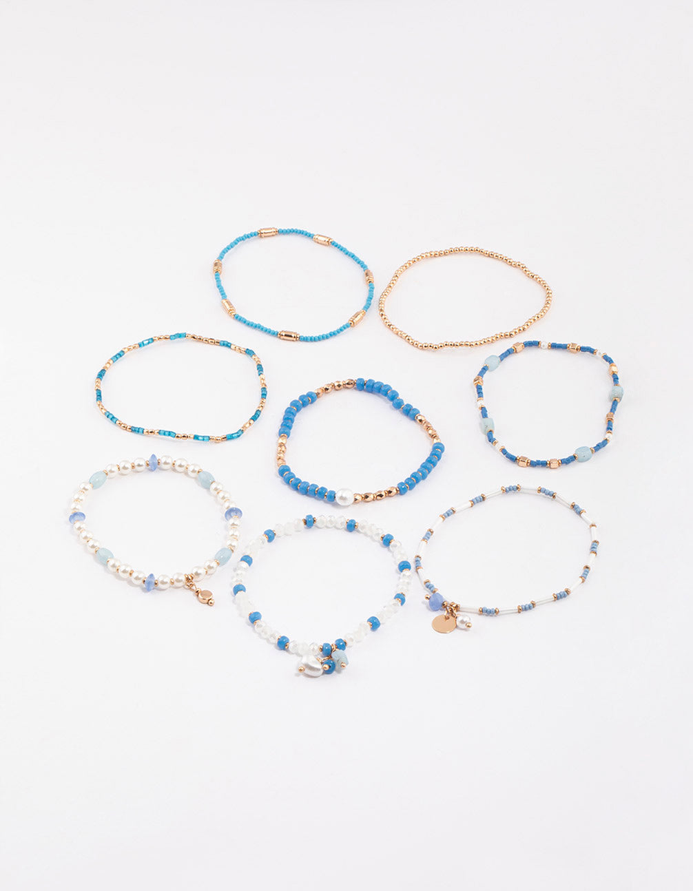 Gold Mixed Facet Pearly Bead Pack Bracelet