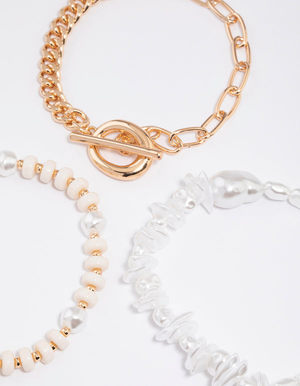 Gold Toggle Pearl Bracelet Pack