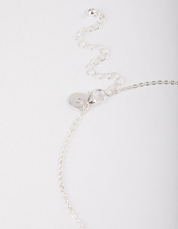 Silver Plated Cubic Zirconia Leaf Freshwater Pearl Y-Necklace