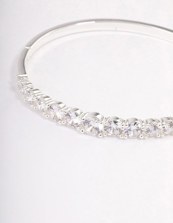 Silver Plated Gradual Cubic Zirconia Bangle