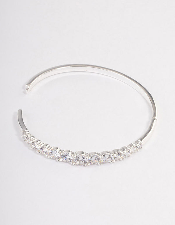 Silver Plated Gradual Cubic Zirconia Bangle