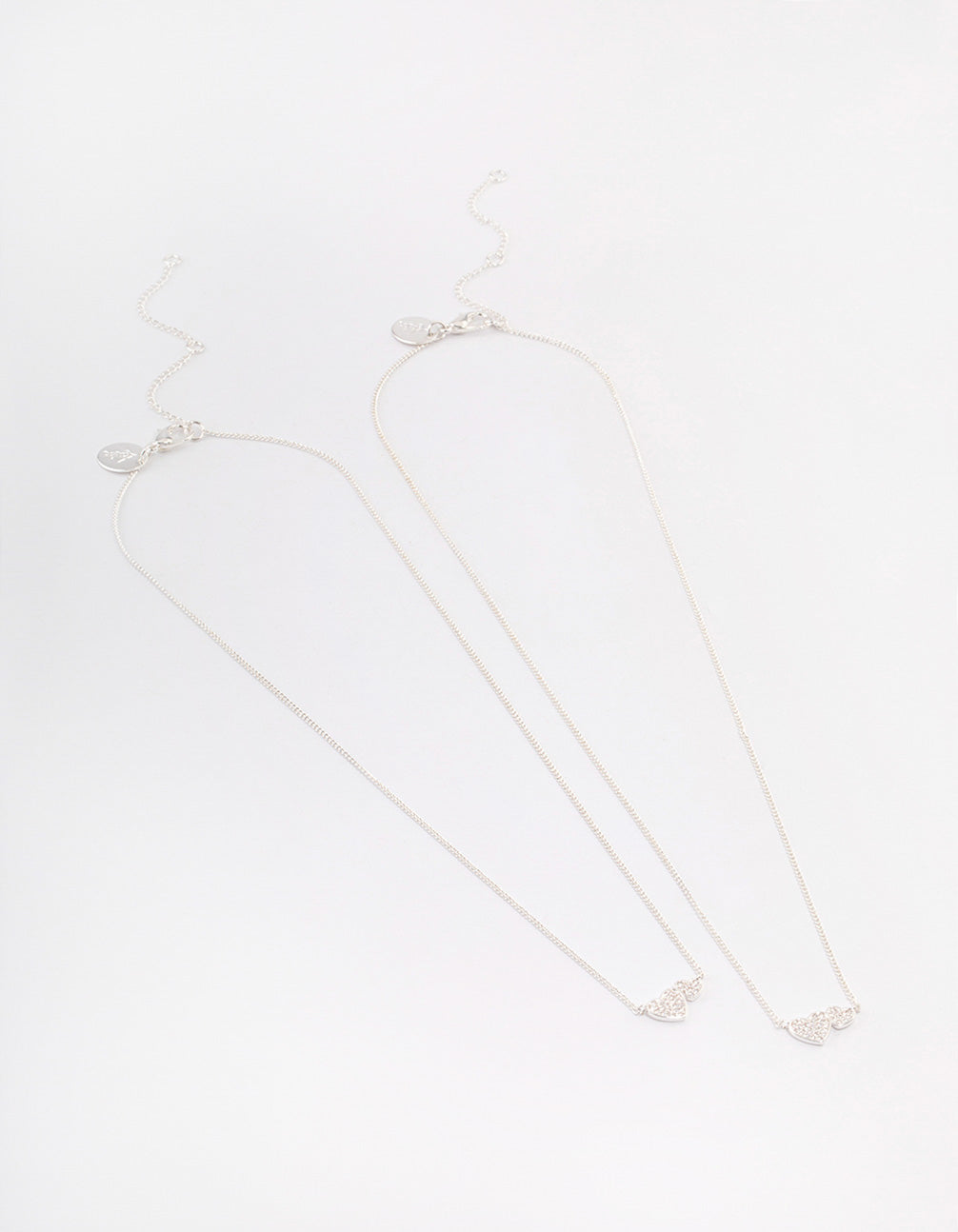 Silver Plated Cubic Zirconia Linked Hearts Necklace Pack