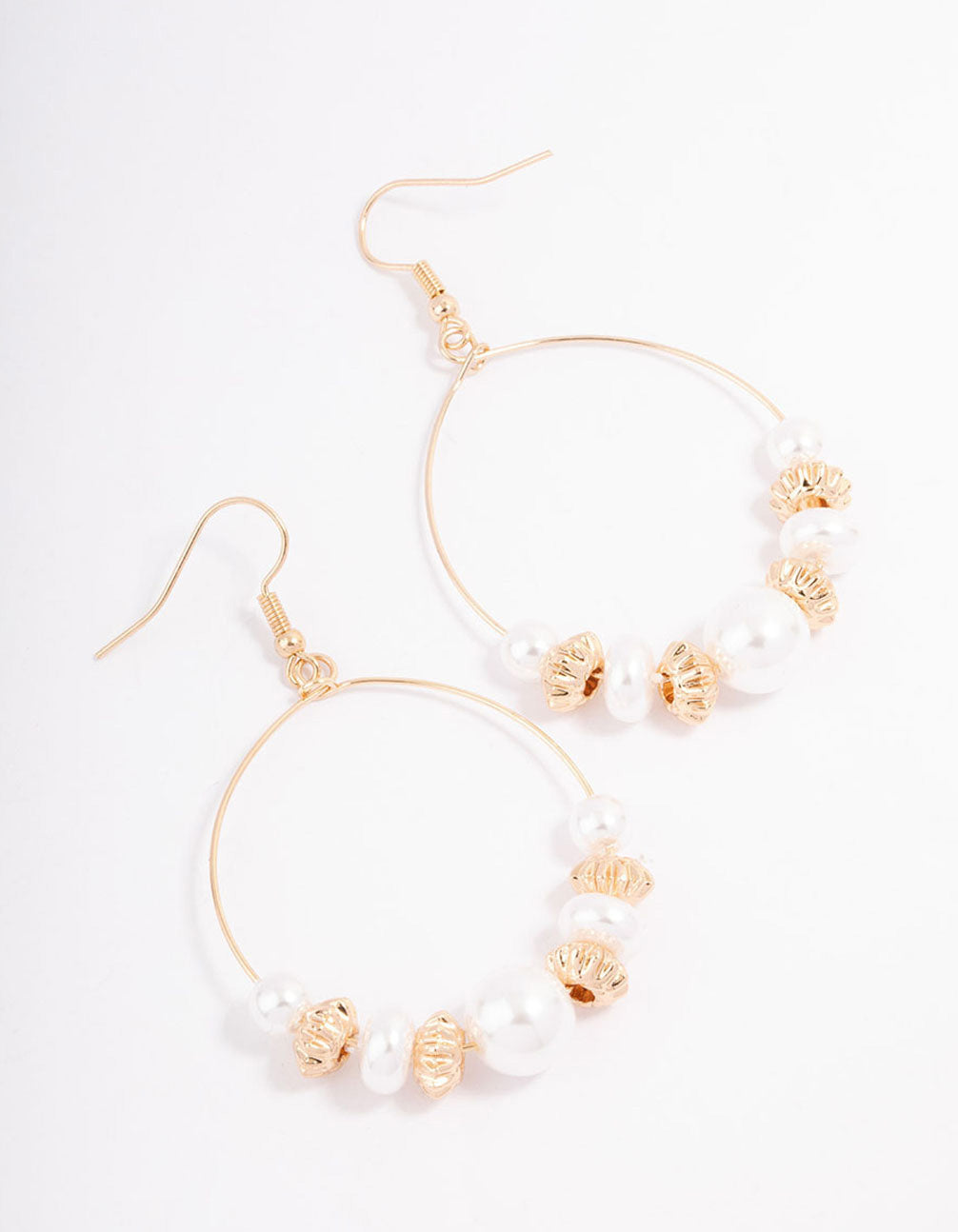 Mixed Pearl & Beaded Wire Drop Earrings