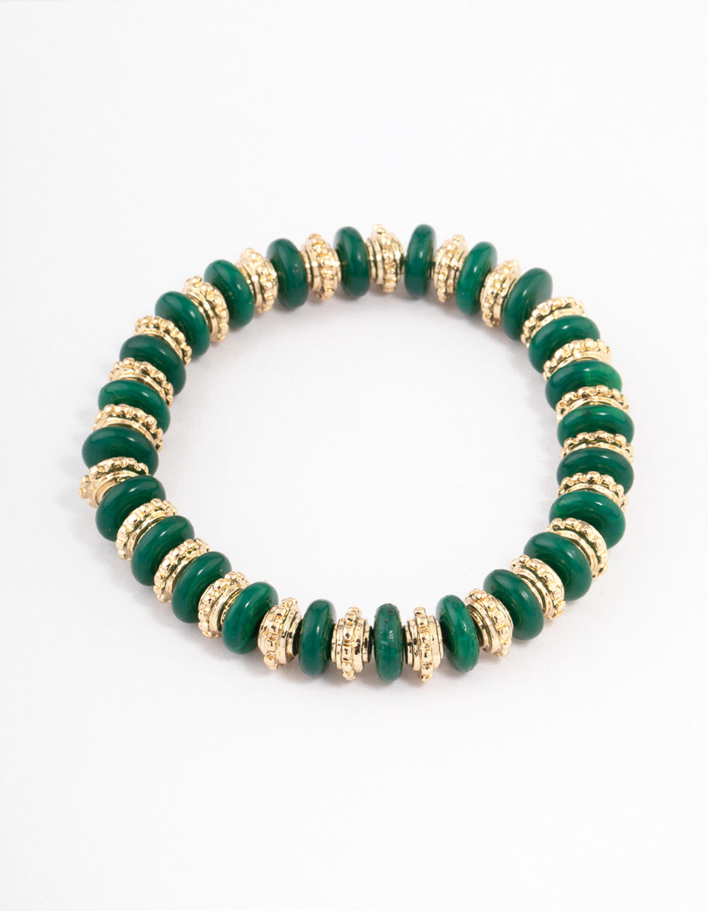 Gold Mixed Texture Disc Stretch Bracelet