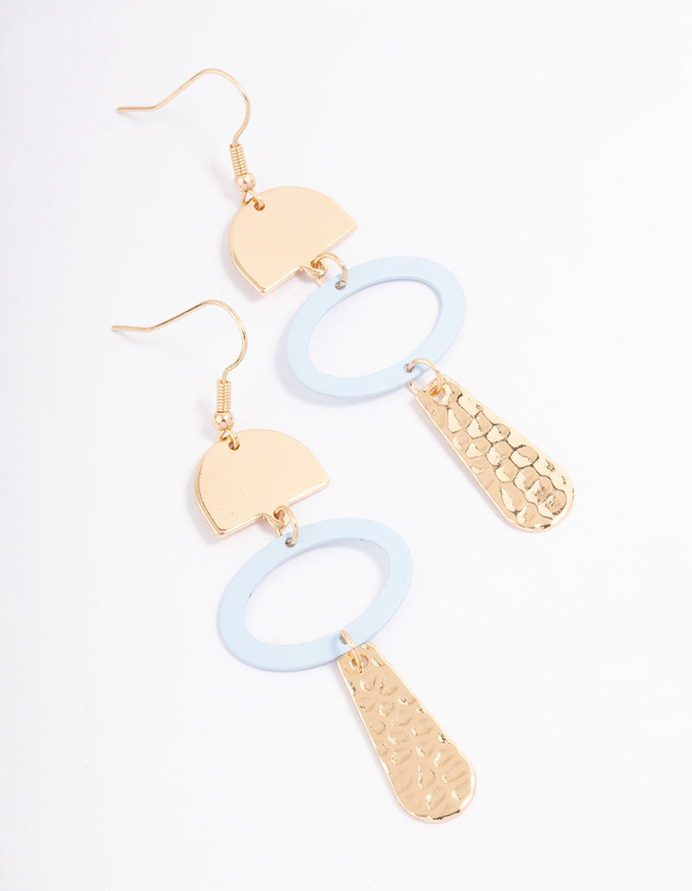 Blush Semi Circle Hammered Drop Earrings