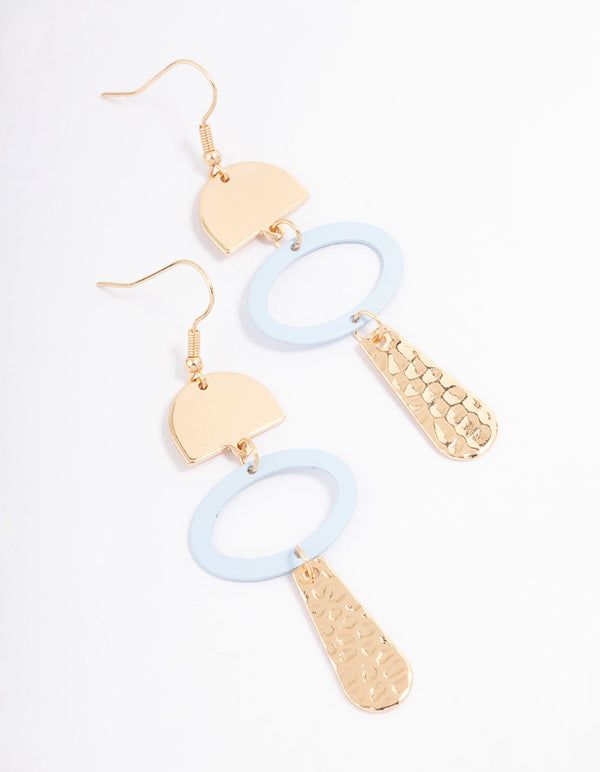 Blush Semi Circle Hammered Drop Earrings