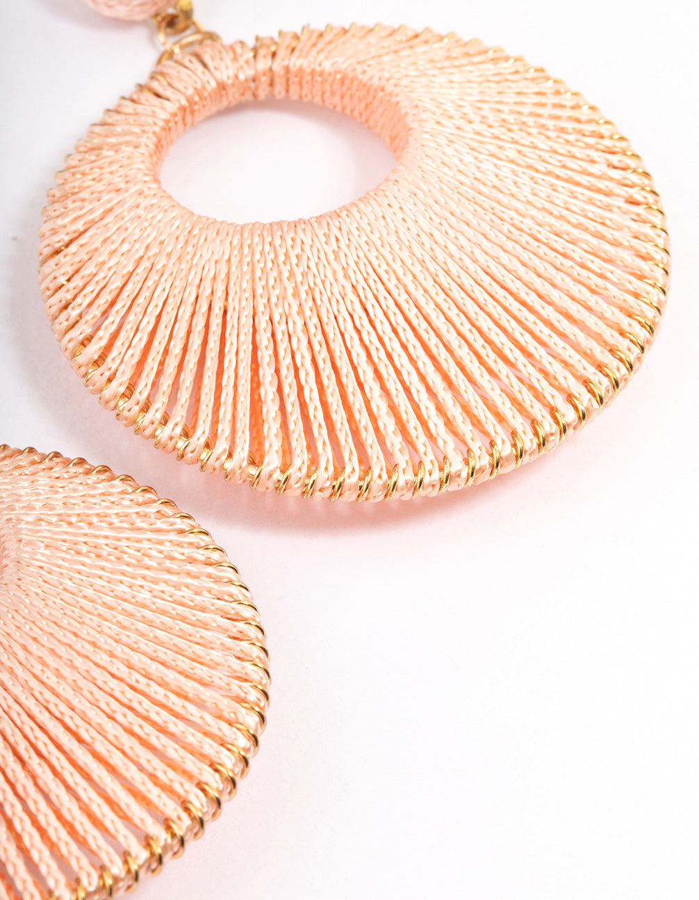 Gold Puffy Threaded Wrap Drop Earrings