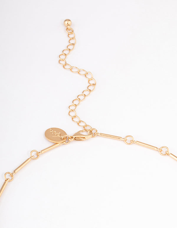 Gold Dainty Leaf & Pearl Necklace