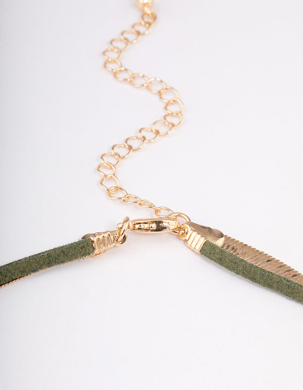 Gold Double Row Organic Pendant Necklace