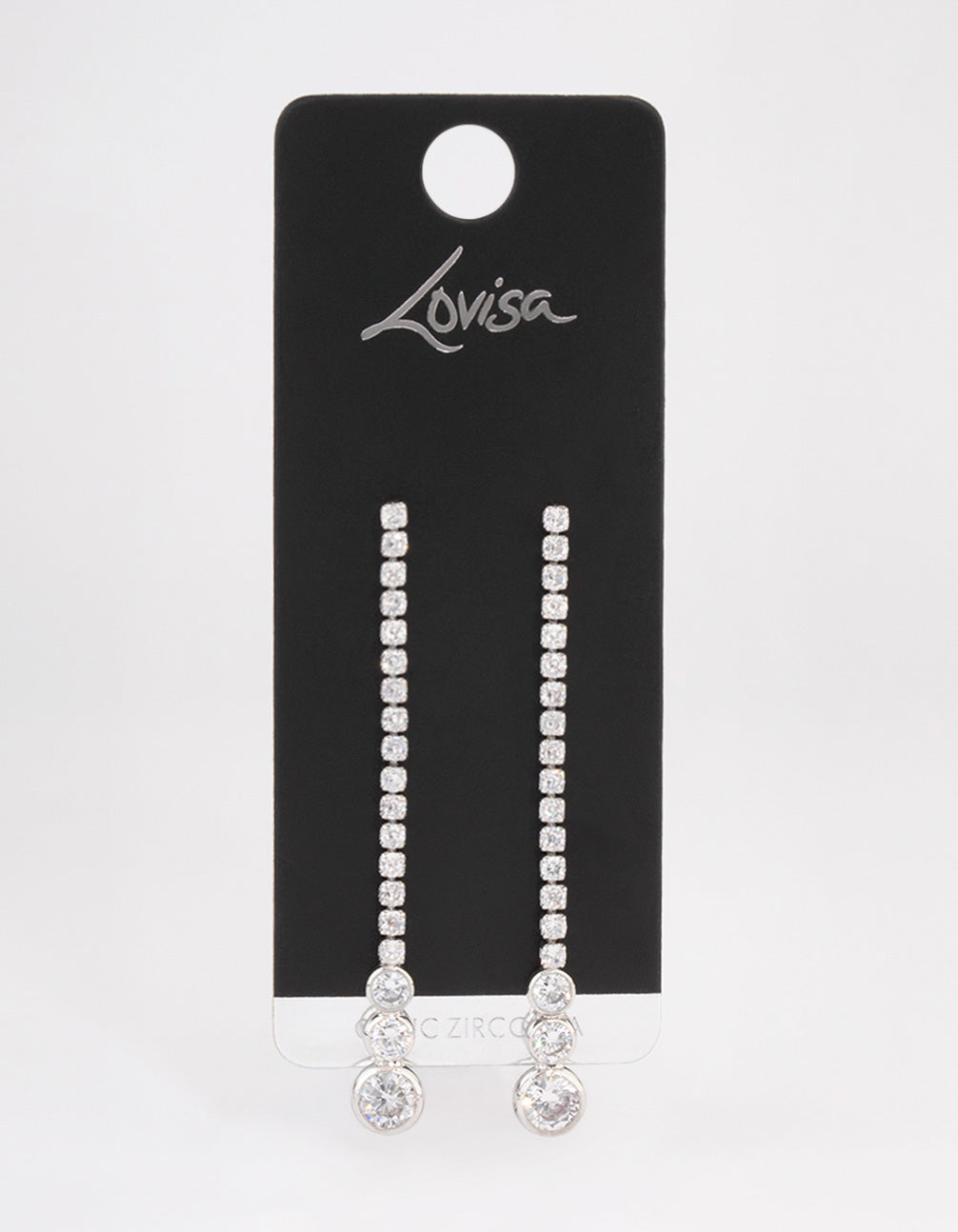 Silver Cupchain Cubic Zirconia Drop Earrings