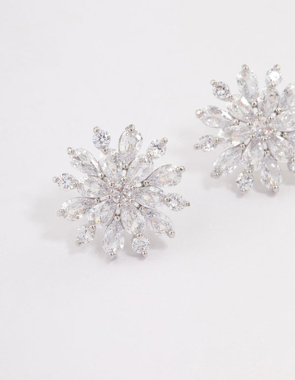 Silver Flower Stud Earrings