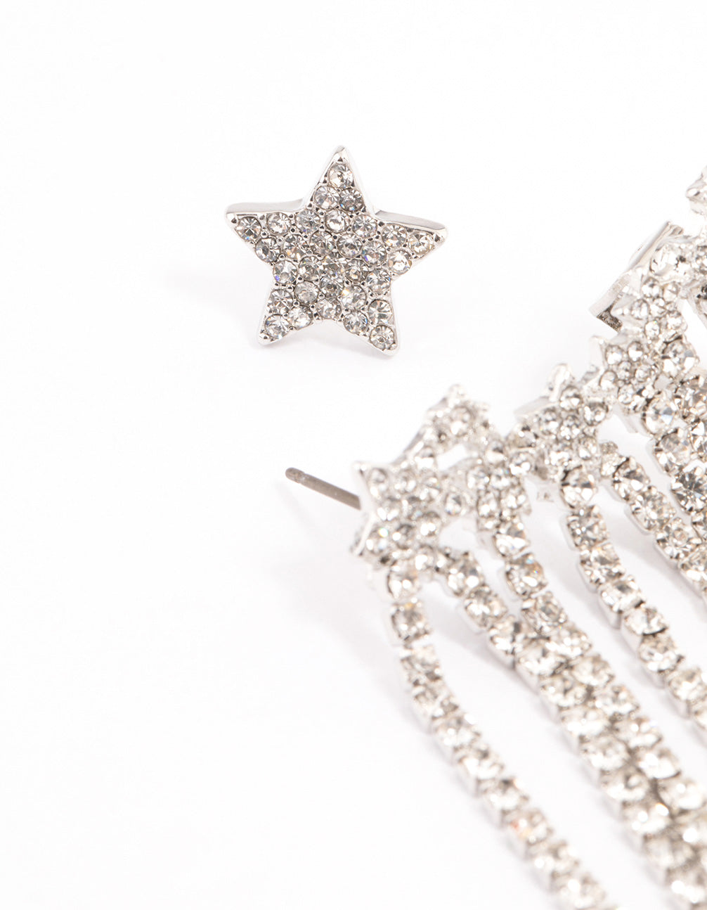 Silver Star Cupchain Cuff Earrings