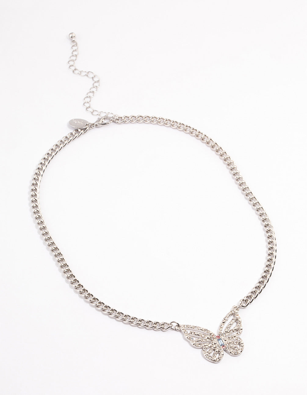 Silver Crystal Butterfly Necklace