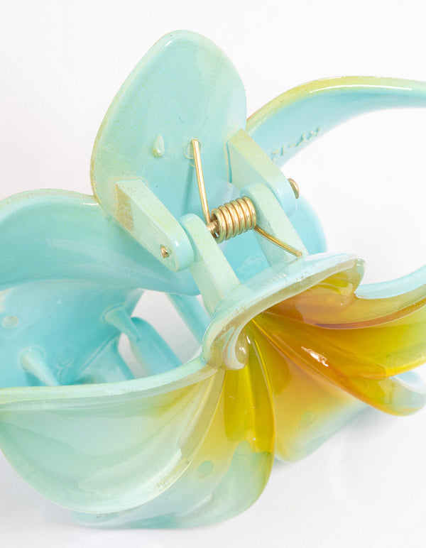Blue Ombre Tropical Flower Claw Clip