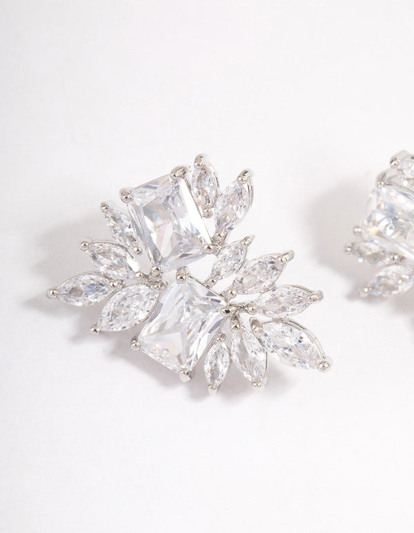 Silver Statement Cluster Earrings