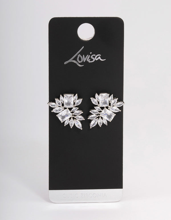 Silver Statement Cluster Earrings