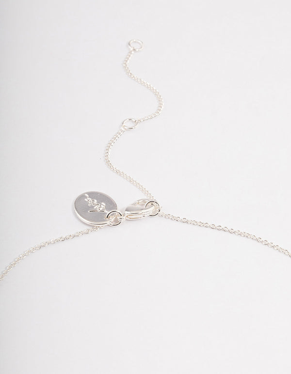Silver Plated Classic Diamante Droplet Necklace