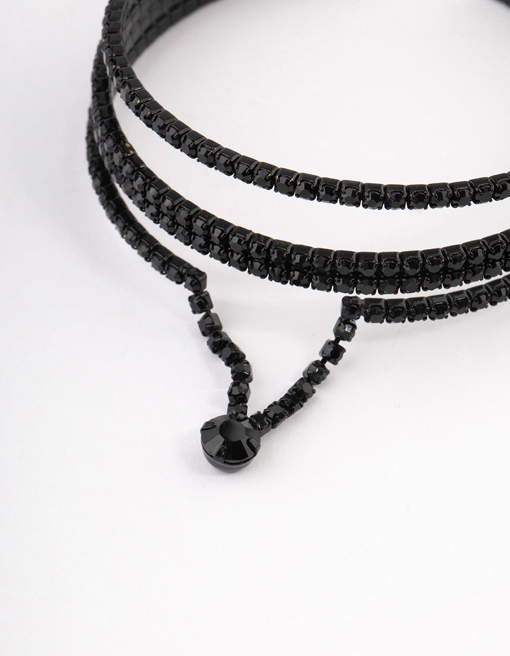 Coated Black Diamante Triangle Drop Wrist Cuff