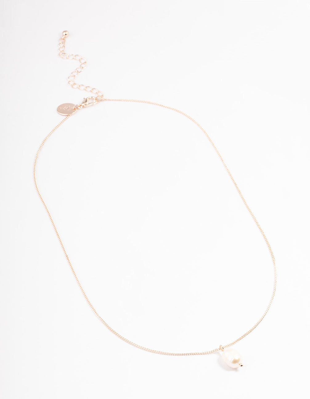 Rose Gold Freshwater Pearl Drop Necklace