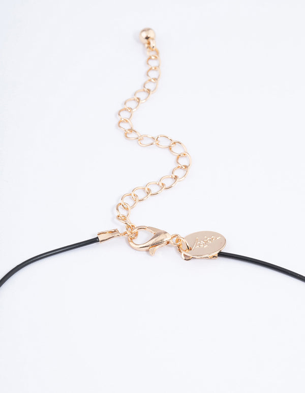 Small Gold Puffy Heart Cord Necklace