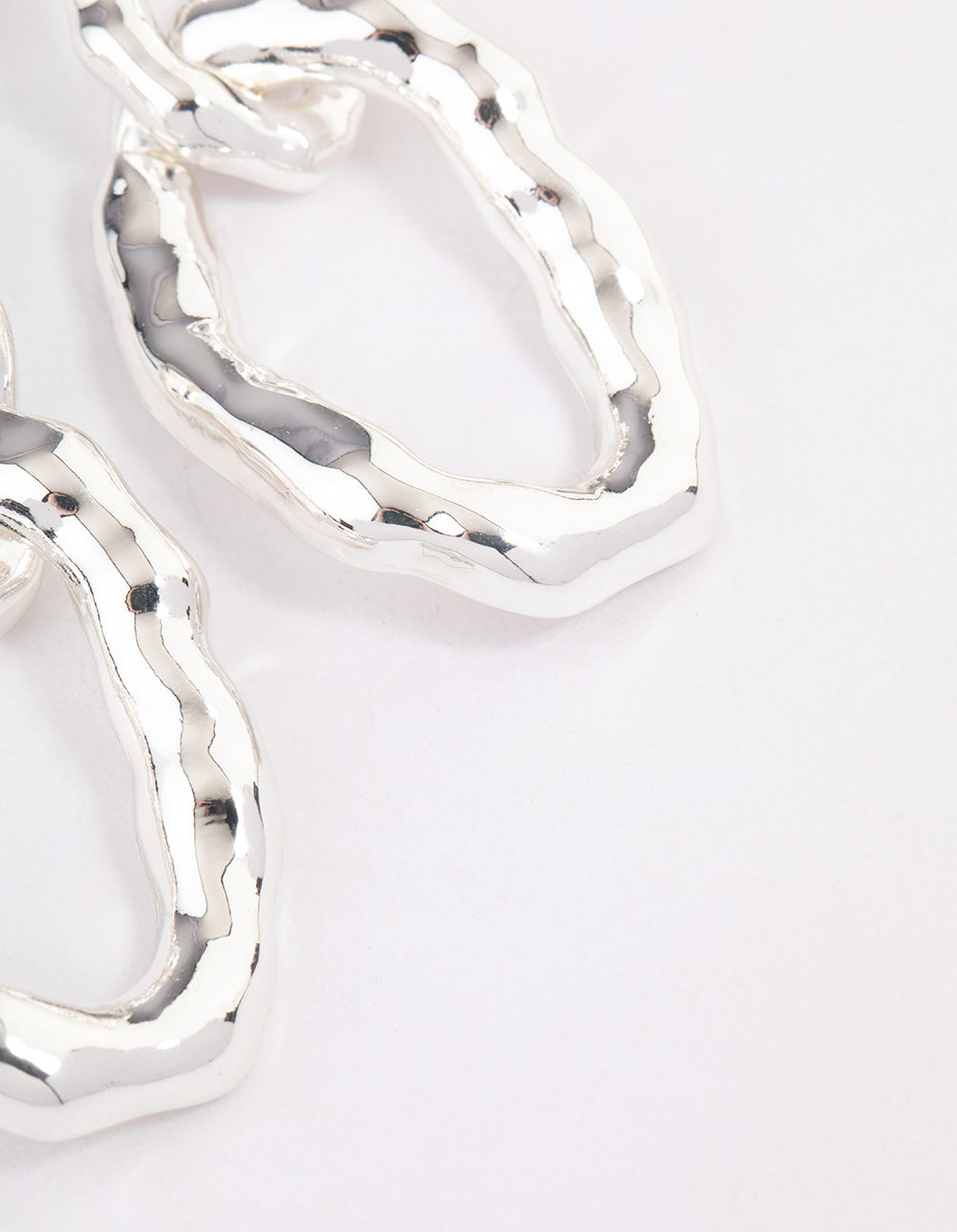 Silver Plated Molten Link Drop Earrings