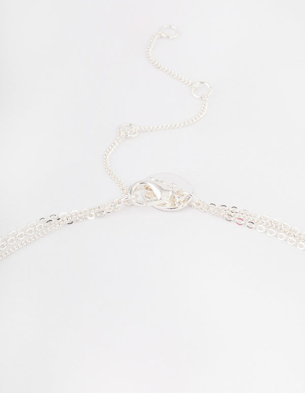 Silver Plated Dainty Rectangle Layered Necklace