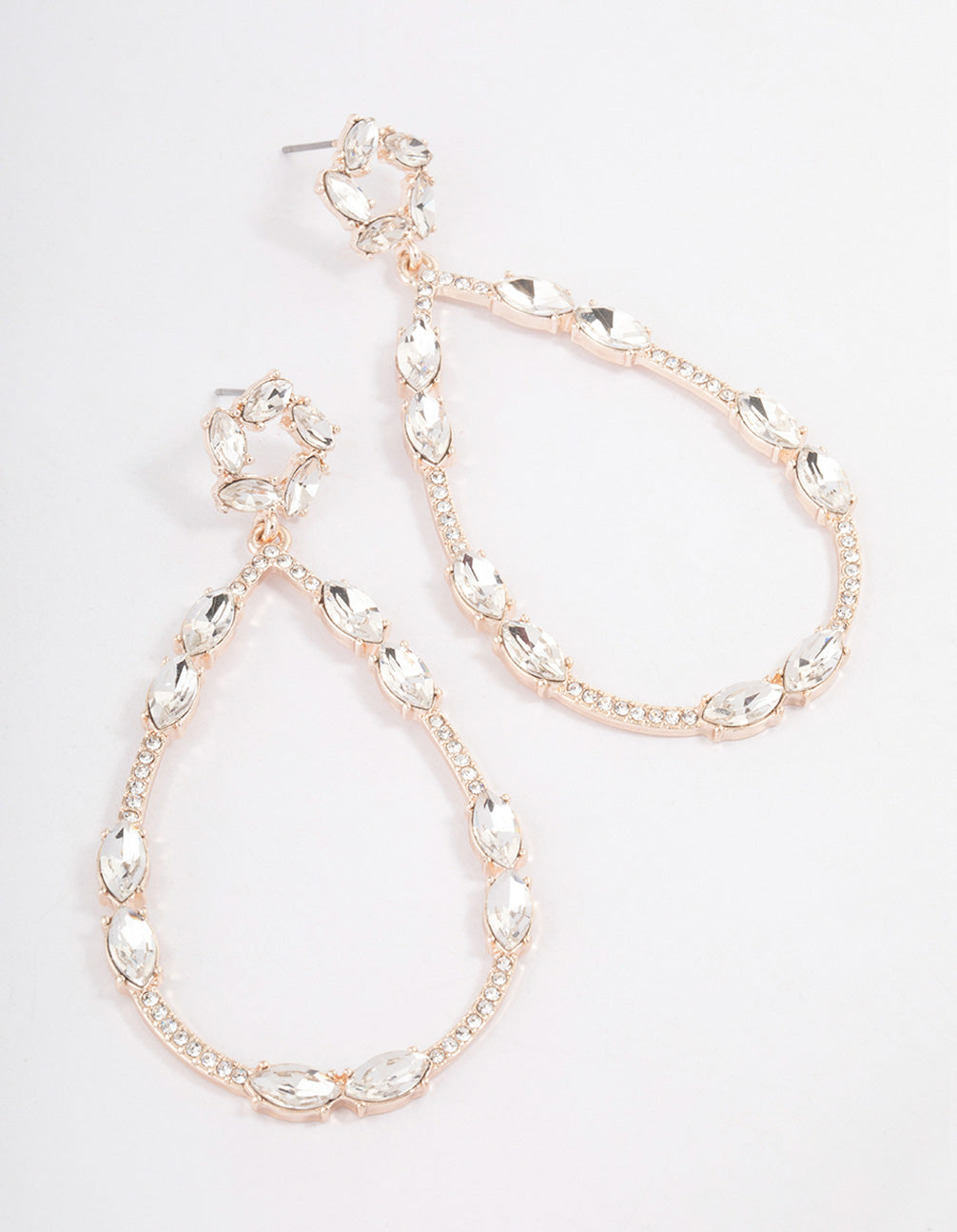 Rose Gold Statement Diamante Teardrop Earrings