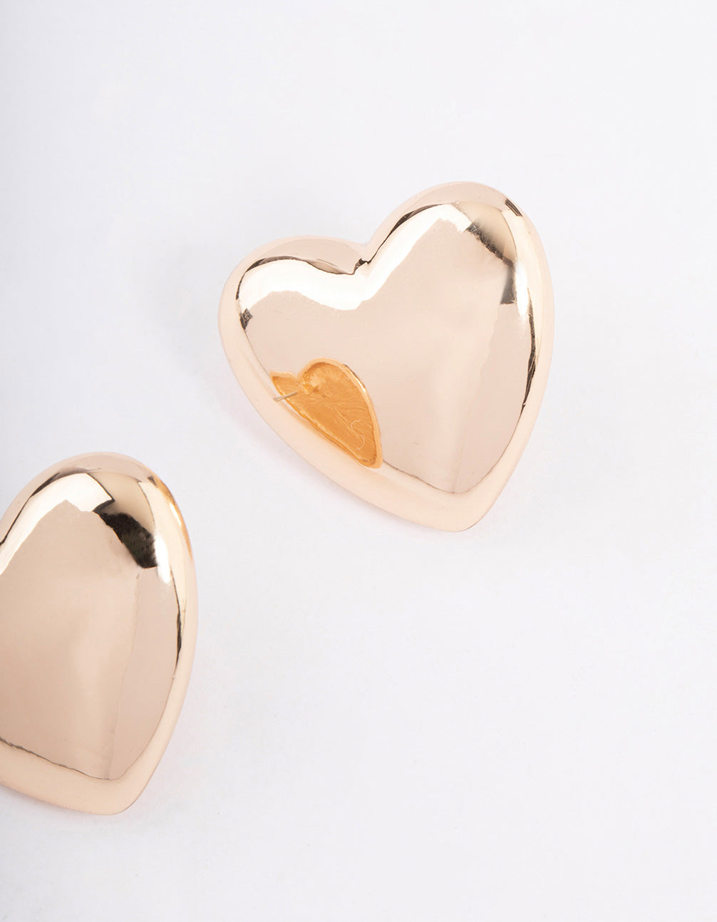 Gold Smooth Heart Stud Earrings