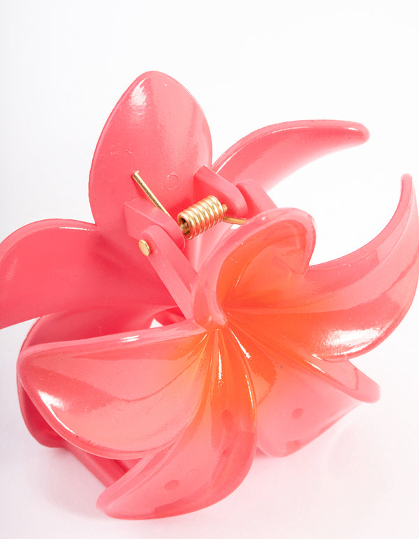 Pink Frangipani Flower Claw Clip
