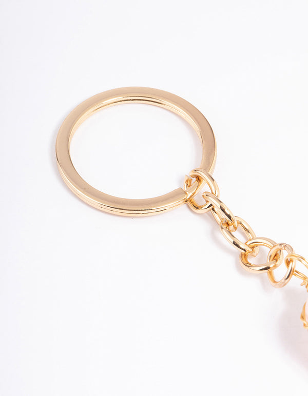 Gold Rose Quartz Stone Key Ring