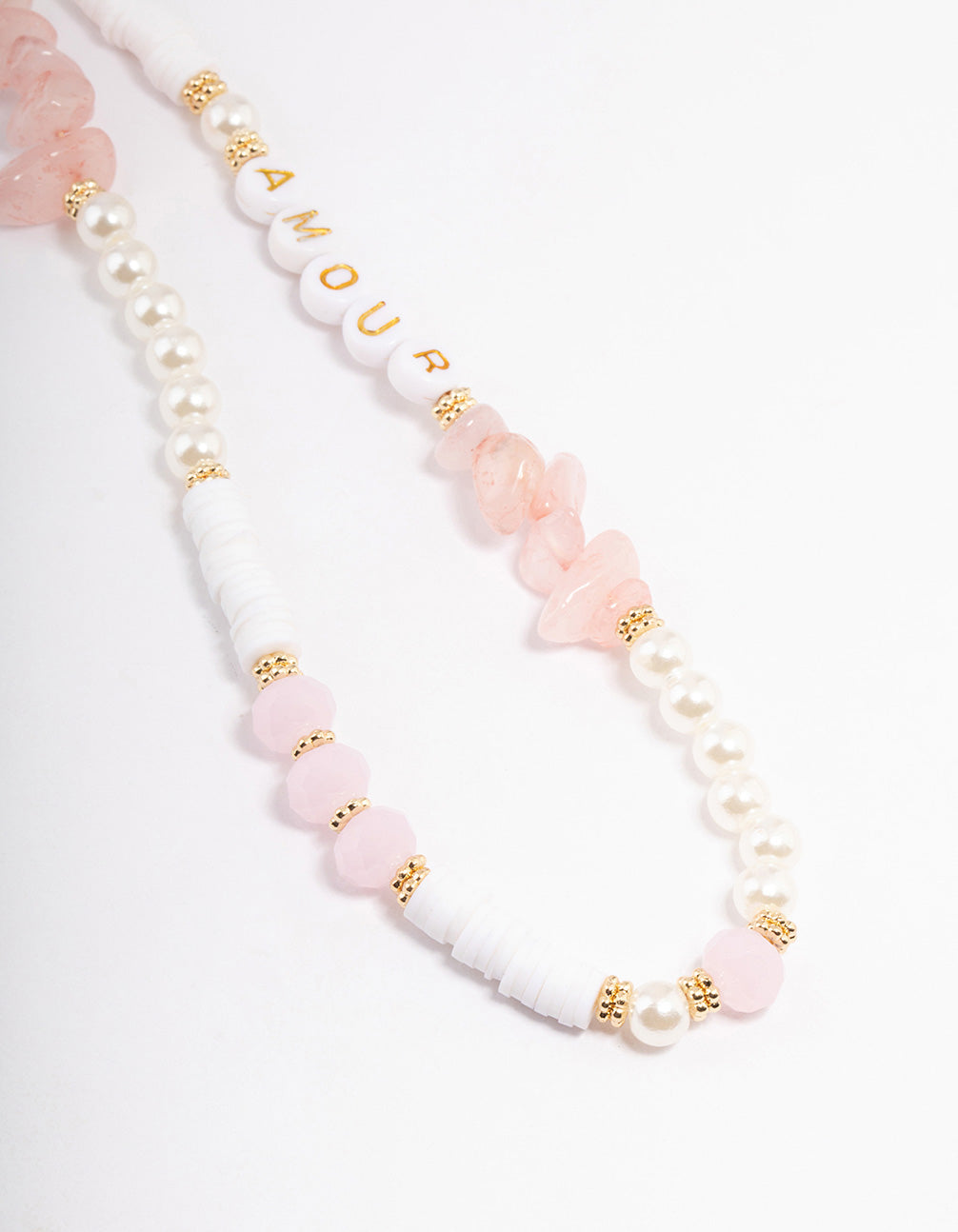 Mixed Bead & Rose Quartz Phone Strap